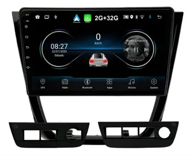 Central Multimídia Android 9 Pol. Carplay/ A. Auto Gol,Voyage,Saveiro G5 2008 a 2012