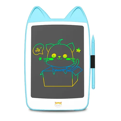 Lousa Mágica Gatinho LCD 10 Polegadas Infantil Tablet de Desenho com Caneta Azul<br>