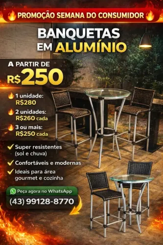 Banquetas em alumínio e Fibra sintética 