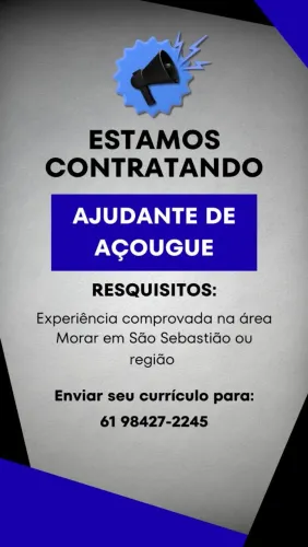 Vagas para Auxiliar de Açougueiro e Estagiário de Supermercado