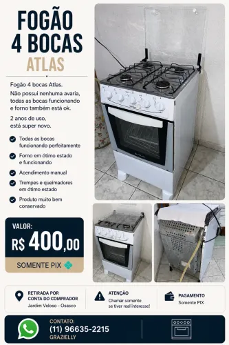 Fogão Atlas 4 bocas