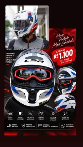 Capacete LS2 com óculos integrado