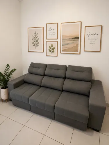 ? Conjunto de Sofá Retrátil e 2 Poltronas Decorativas - Perfeito Estado