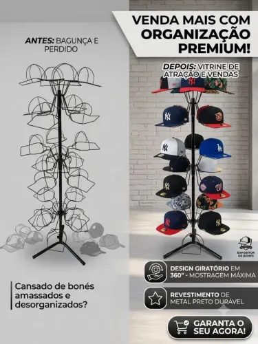 Exiba seus Bonés com Estilo e Organização Oferta imperdível