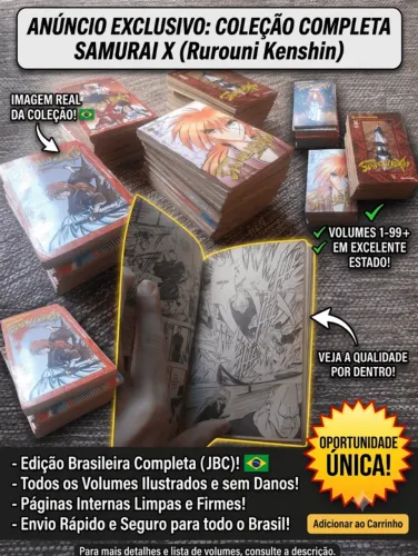 Coleção Mangá Samurai X JBC - 53 volumes (quase completa!)