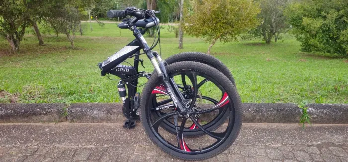 Bicicleta Mountain Bike Dobrável Freio A Disco Magnésio aro 26' Preta