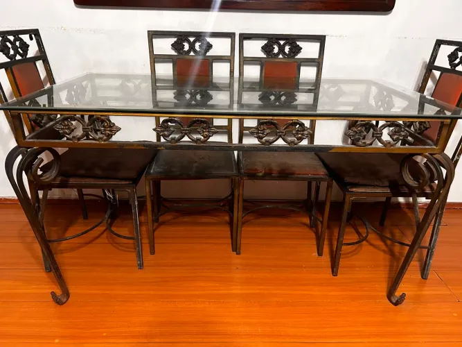 Mesa de Jantar  ferro forjado 6 cadeiras 