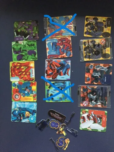 Lote de Tazos Montáveis Heróis Marvel - Coleção Elma Chips - Novos