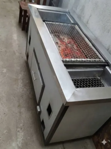 Churrasqueira Industrial Inox 1,60m Completa - Com 2 Fornos Embutidos