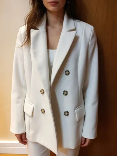 Blazer de Lã Branco Rabush Tamanho PP