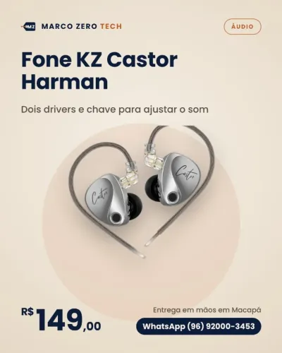 Fone KZ Castor Harman com Chave de Afinação