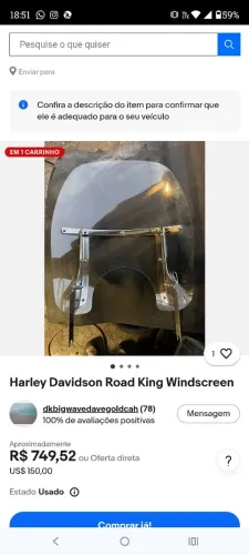 Bolha de acrílico da Harley Davidson.