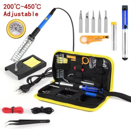 Kit Estação Solda 60W Regulável Conserto Celular Placa + Maleta 14 Peças