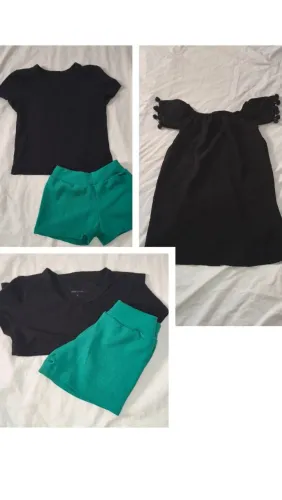 Kit Infantil 3 Anos - Blusa + Shorts + Vestido Preto