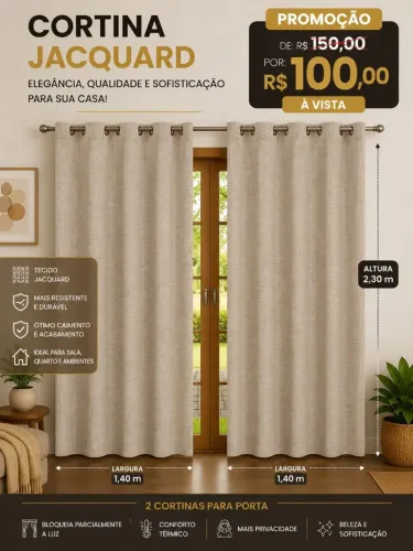 CORTINAS JACQUARD DE PORTA OU JANELA