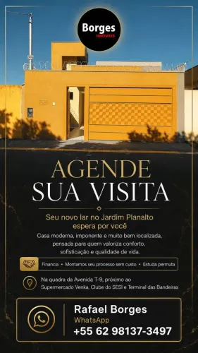 CASA NOVA JD PLANALTO PROX A AV T-9 3 SUÍTES PLENAS PORCELANATO ILUMINAÇÃO LED AMPLO QUINT