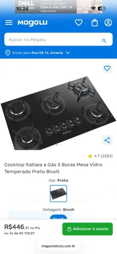 Vendo fogão Cooktop 5 bocas R$ 280,00. Elegante fogão Cooktop Itatiaia a gás de 5 bocas.