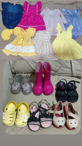 Lote de roupas e sapatos infantil