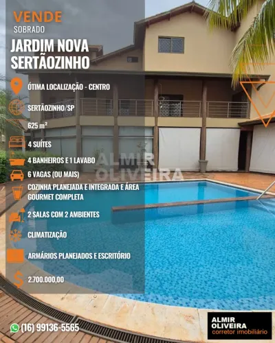 GA - Sobrado - Jardim Nova Sertãozinho - Alto padrão - 04 Suítes - Gourmet completo - Sert