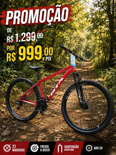 Bicicleta em P R O M O Ç Ã O de R$ 1.299.00 por R$ 999.00