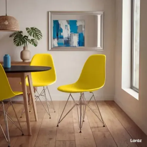 Cadeira Eames Amarela Eiffel Cromada (NA CAIXA, NUNCA USADA) R$ 140 | 2 por R$ 270
