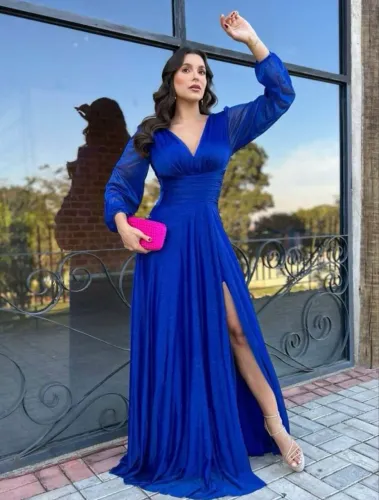 Vestido de festa Azul Royal, usado 1x, tamanho M