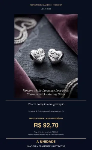 Charm coração com gravação