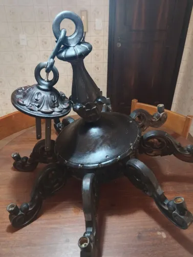 Lustre Pendente Antigo de Madeira Antiguario