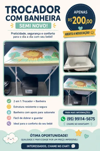 Vende-se trocador com banheira.
