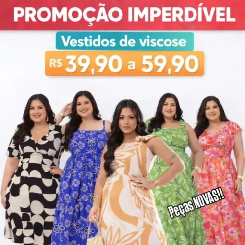 Liquida estoque de vestidos curtos e longos