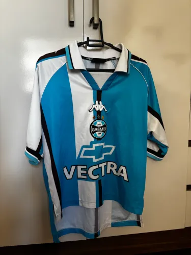 Camisa Grêmio Kappa Celeste Retrô Vectra 2000 Ajustada P