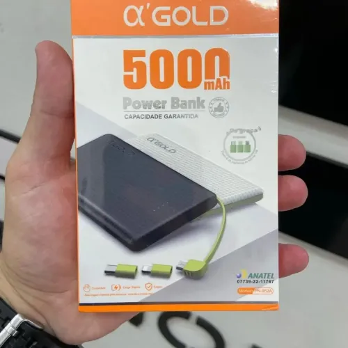 Carregador Portatil Power Bank 5.000mAH Tipo C / V8 / iPhone - PN-952A a'Gold