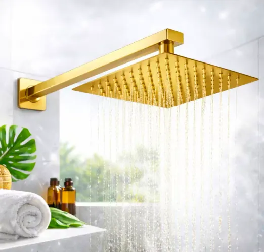 Chuveiro Ducha Quadrado Slim Premium 20x20 cm Dourado em Aço Inox