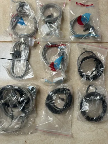 Kit Lote com Cabos Trava de Segurança Antifurto para Notebook e Equipamentos