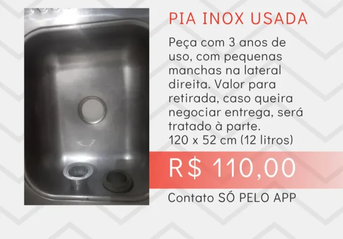 Pia de cozinha inox