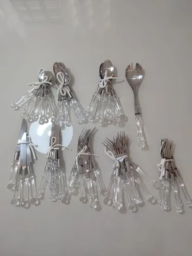 Faqueiro com Cabo Acrílico Transparente/Cristal - Jogo de Talheres de Mesa