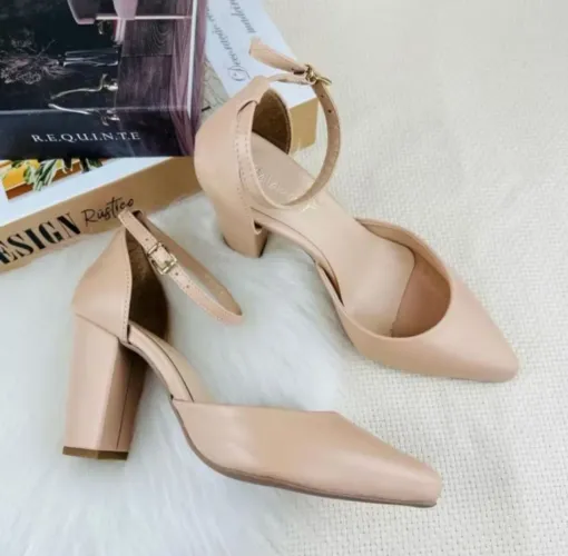 Scarpin Feminino Luxo Madame Salto Grosso Alto 9,5 Cm