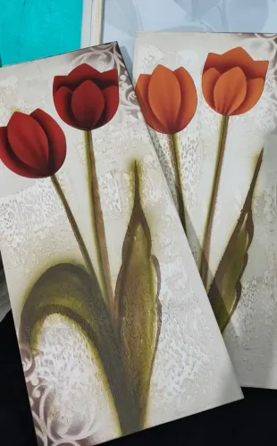 PAR DE QUADROS DECORATIVOS - TULIPAS TEXTURIZADAS | 80 × 35 cm CADA