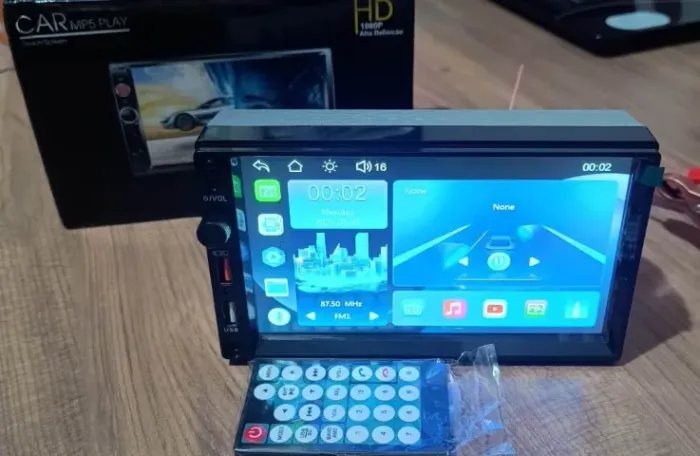 Central Multimídia Mp5 7 Polegadas 2DIN Bluetooth USB Aux Rádio Fm Touch Screen Automotivo