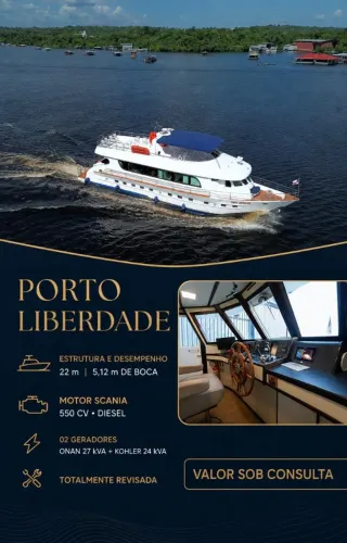 Lancha 22m Porto Liberdade - 4 Cabines, Motor Scania 550CV + 2 Geradores