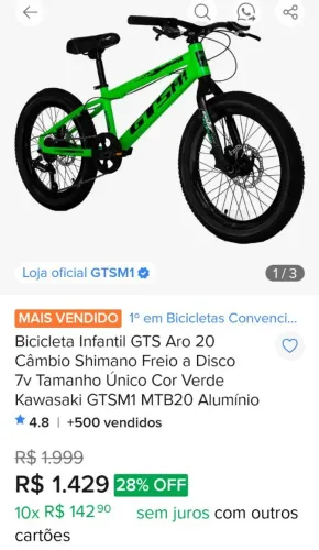 Bicicleta alumínio gtsm1 aro 20