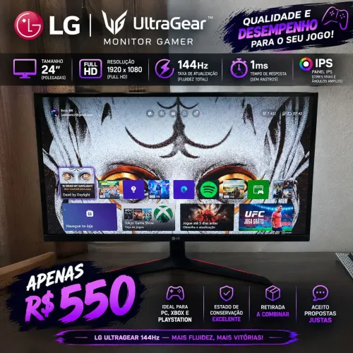 Monitor LG UltraGear 144hz Full HD IPS 1ms