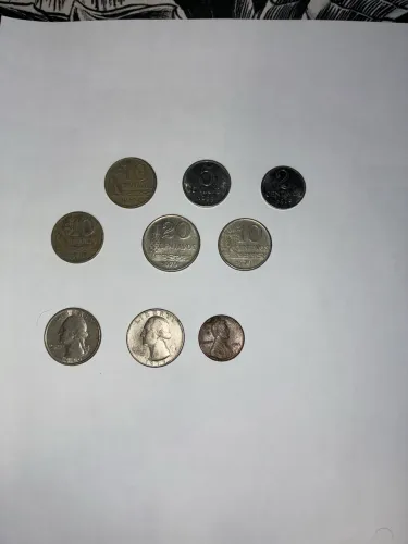 Lote moedas antigas ( Brasil e Estados Unidos)