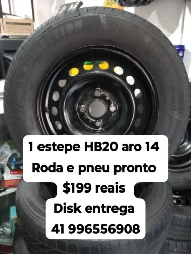 Estepe HB20 aro 14 roda e pneu pronto original Hyundai Disk entrega aceito cartão