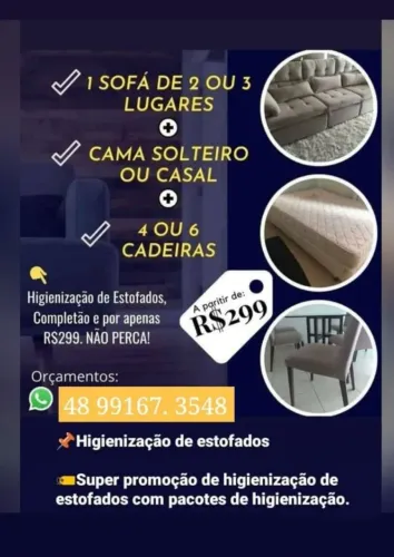 Higienização de estofados em geral 