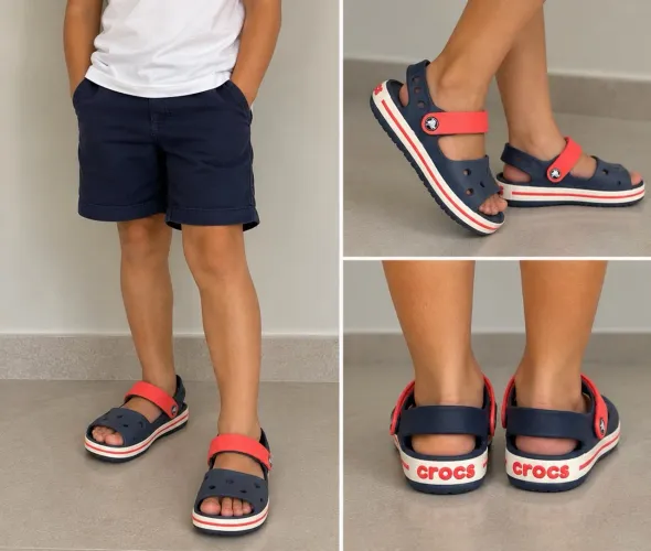 Sandália Crocs Infantil Marinho e Vermelha - Tam. C12