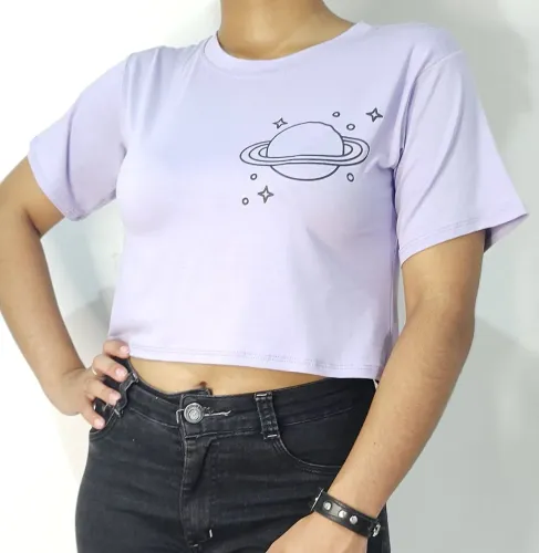 Blusinha top Saturno lilás roxo
