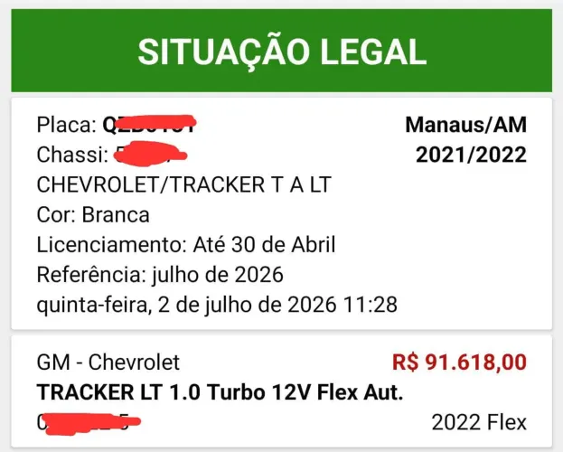 Chevrolet Tracker LT 1.0 Turbo 12V Flex AUT 2022