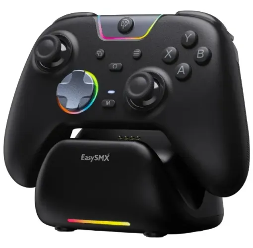 Controle sem fio EasySMX X05Pro com base de carregamento e Gatilhos Hall Effect magnéticos