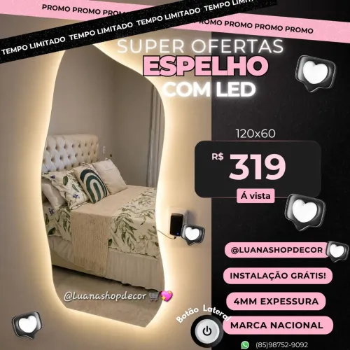 Espelho Orgânico com led Luxo Promoção 